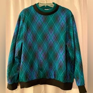 The American Collection Auquamarine Argyle Sweater Retro Office Chic Women’s XL